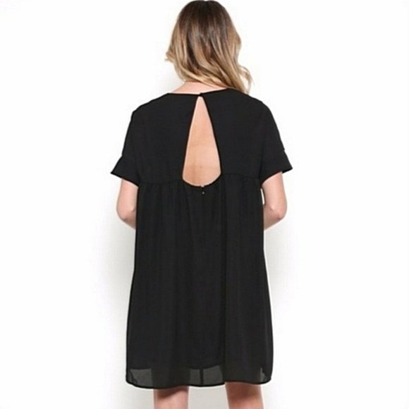 ESLEY Babydoll Dress Floral Embroidery Blue Black - Picture 3 of 9